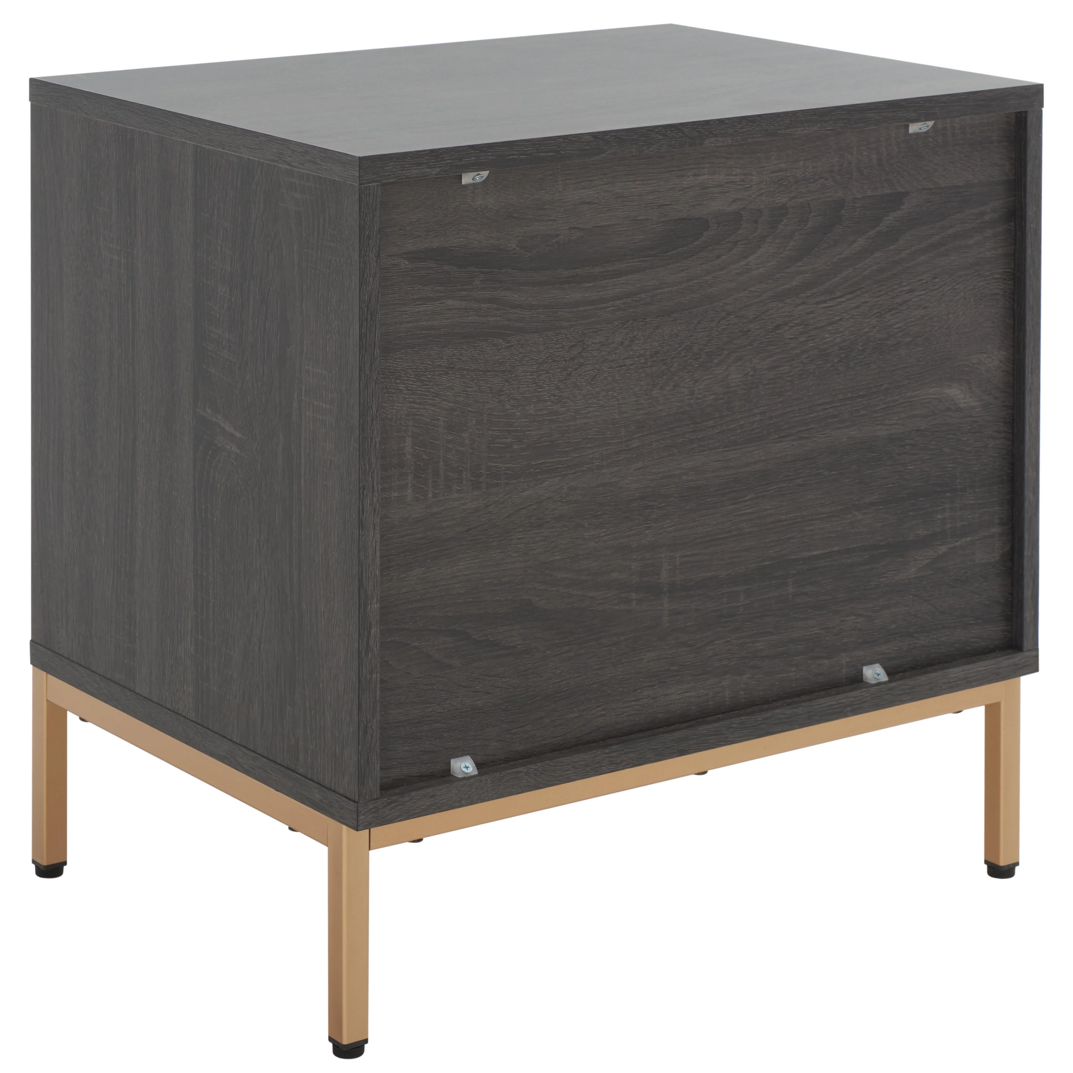 SAFAVIEH Lylia 2 Drawer Nightstand, Distressed Black/Gold Legs/Gold Handle (22.1 in. W x 15.7 in. D x 22.8 in. H)