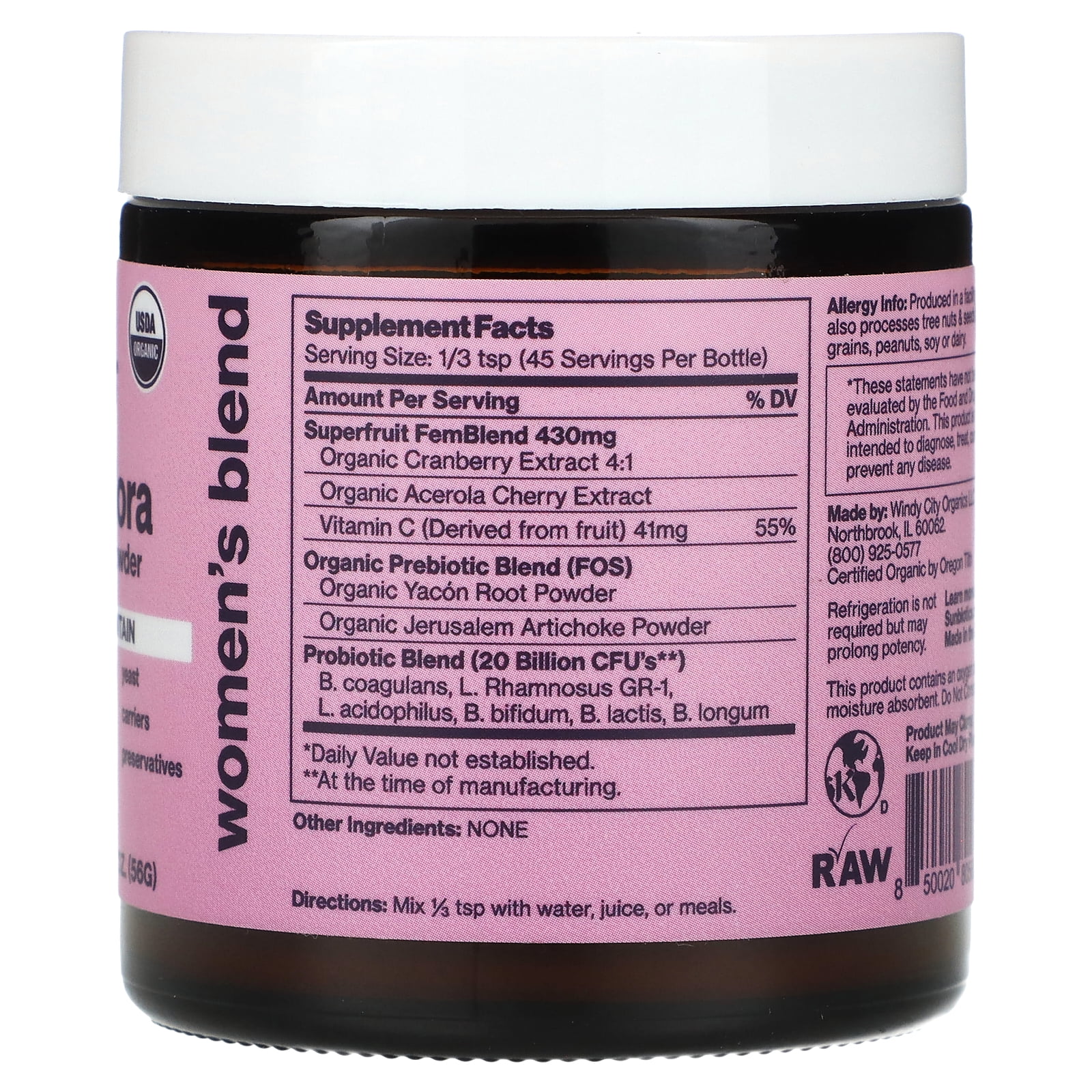 Sunbiotics Friendlier Flora, Women's Blend, Probiotic & Prebiotic Powder, 2 oz (56 g)