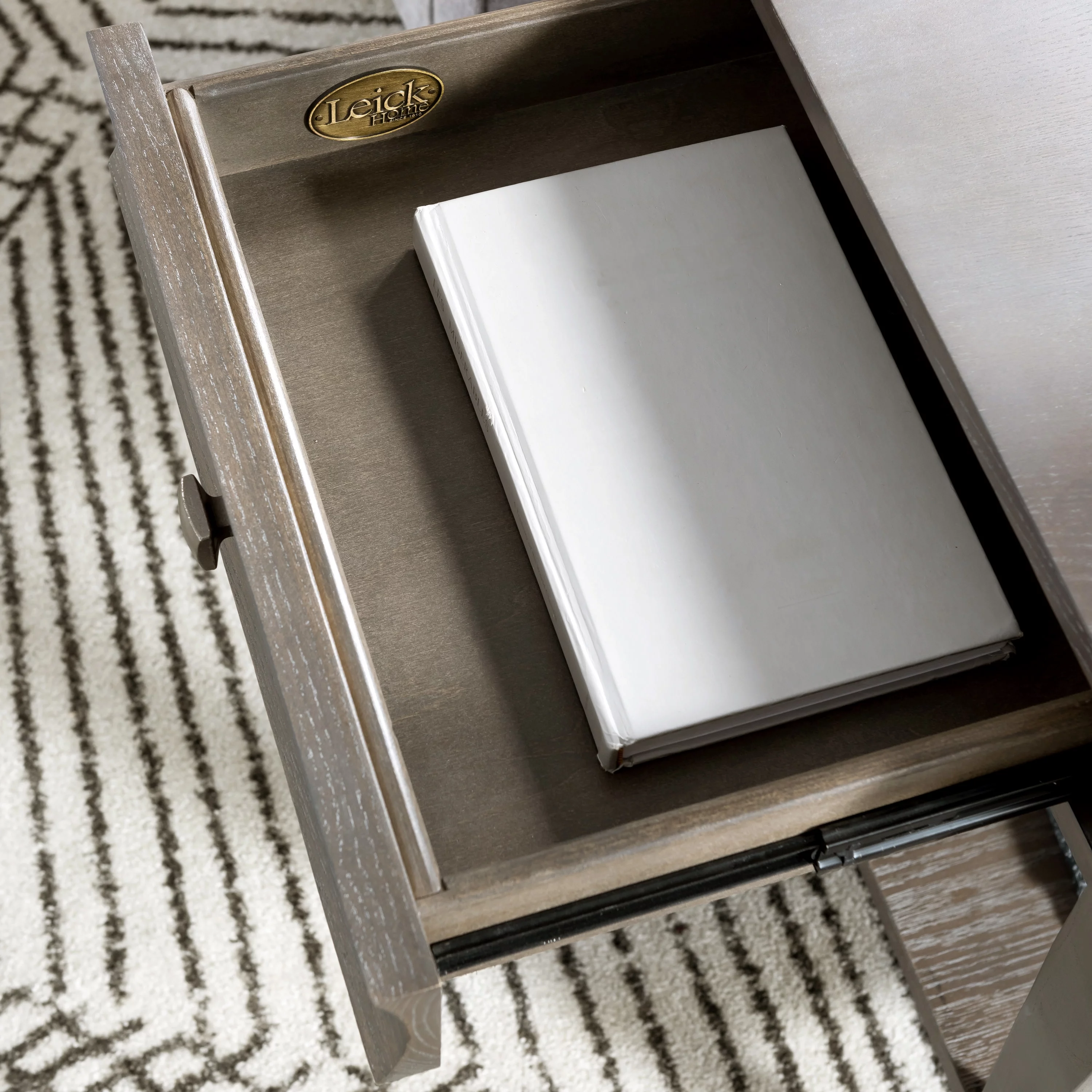 Leick Home 11607-GW Luna One Drawer Side Table and Shelf, Gray Wash