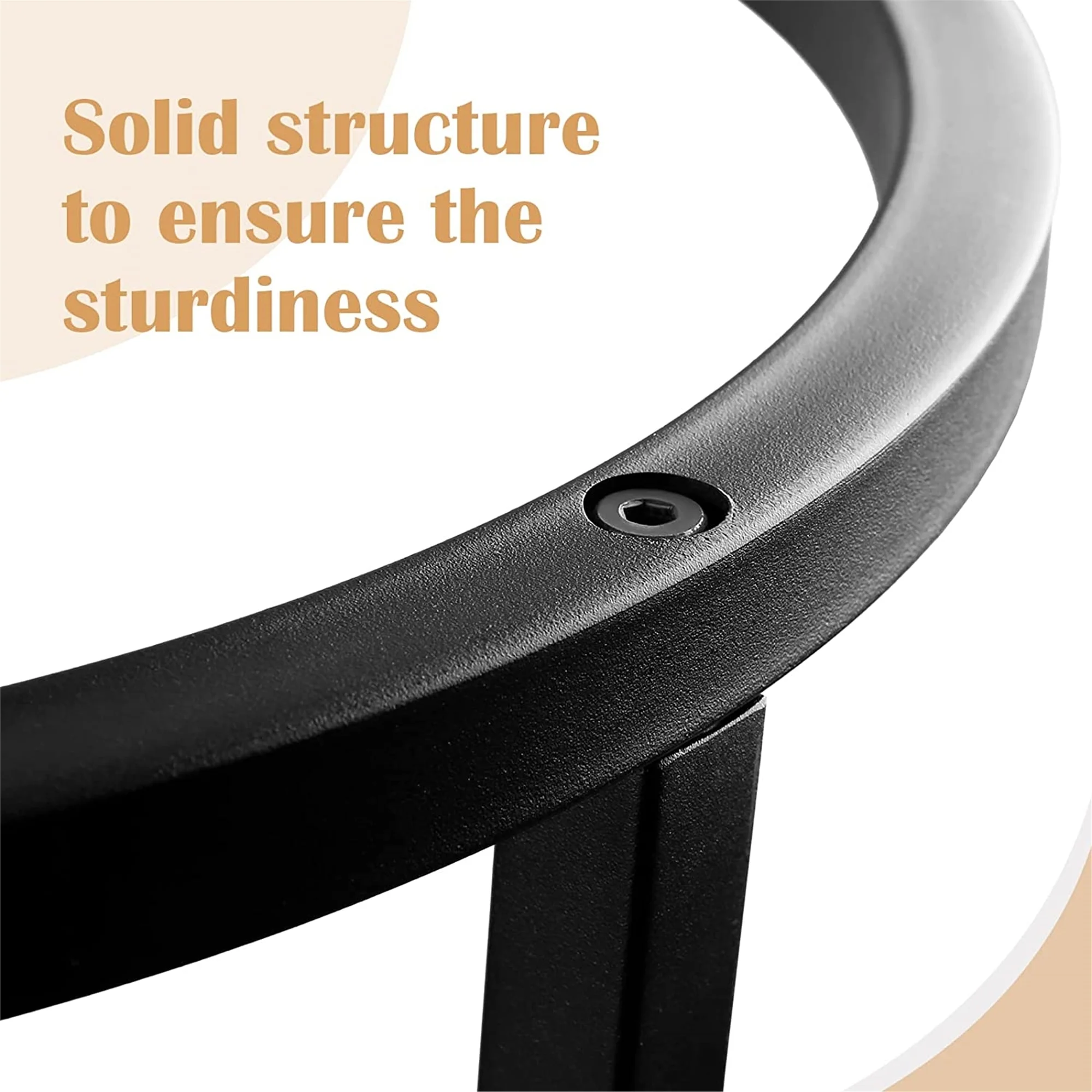 Modern Round Nesting Tables with Metal Frame (Set of 2) (White & Black)