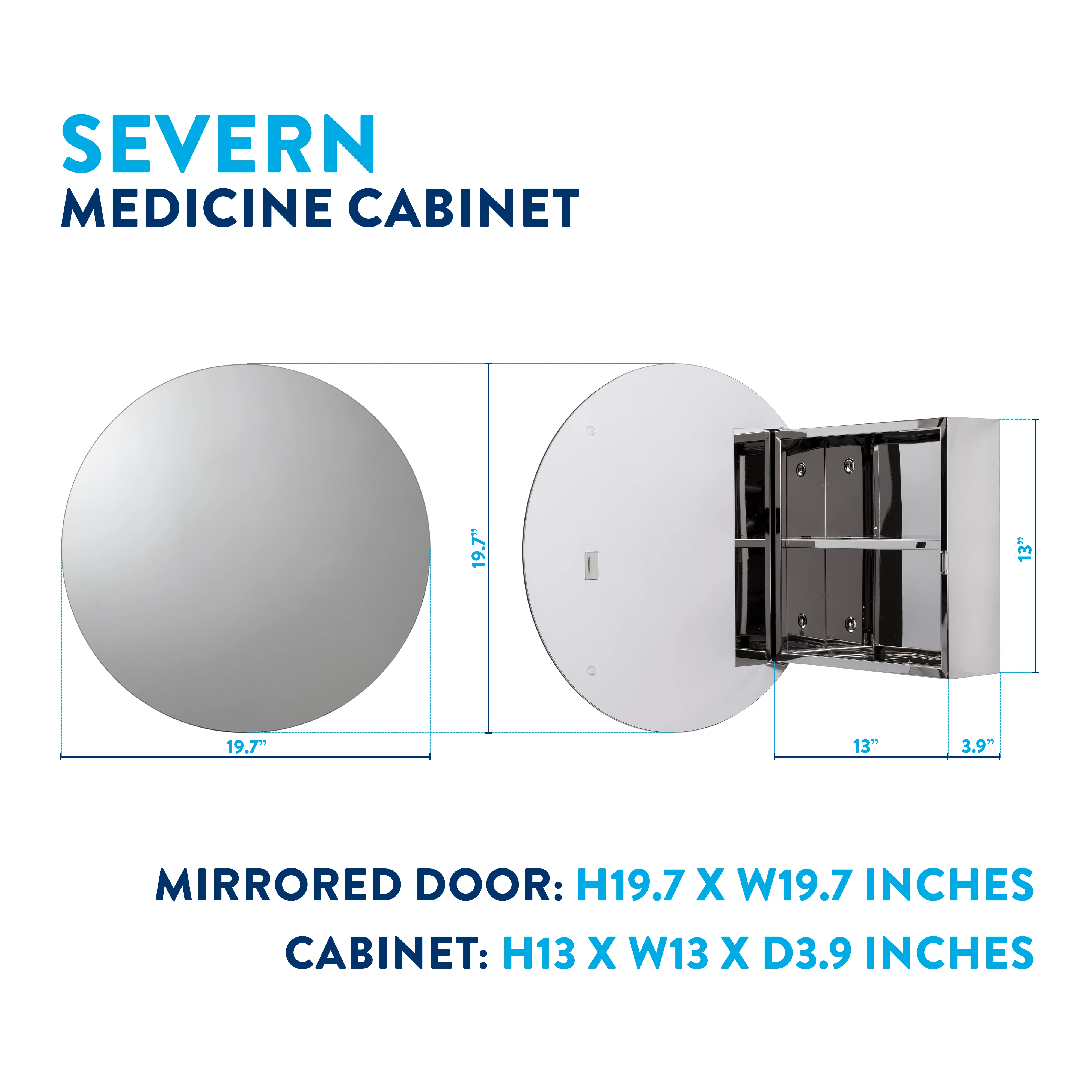 Croydex Severn Circular Stainless Steel Bathroom Medicine Cabinet in Chrome (20 x 20in)