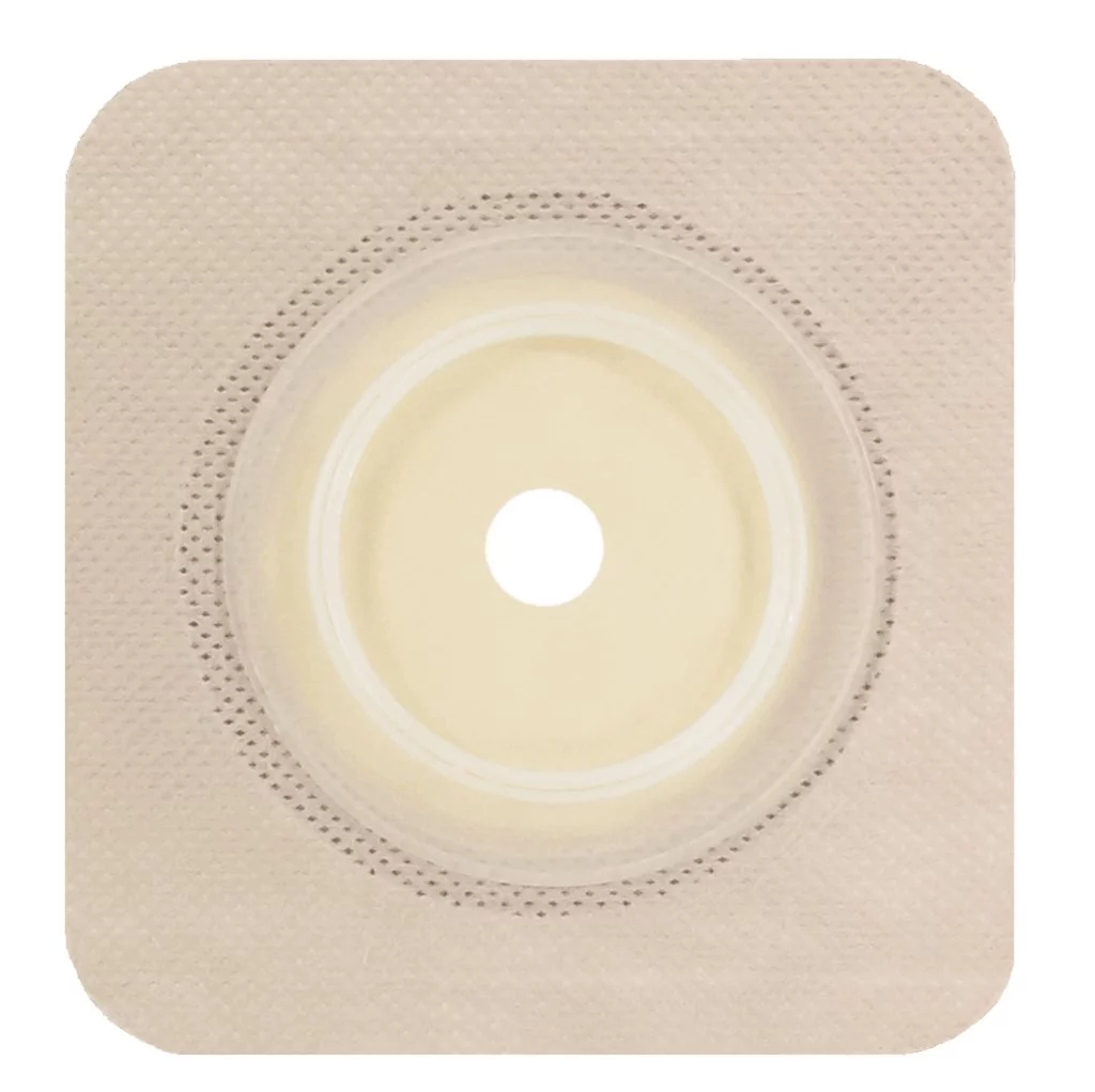 Securi-T Ostomy Wafer Trim to Fit, Standard Wear Flexible Tape 2-1/4 Inch 2-Piece Up to 1-3/4 Inch 5 X 5 Inch, 7305214 - Box of 10