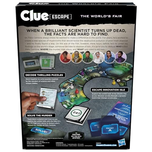 Clue Escape: The World’s Fair Board Game | Escape Room 1-Time Solve Mystery Games | Ages 10+ | 1 to 6 Players | 90 - 120 Mins.| Family Games