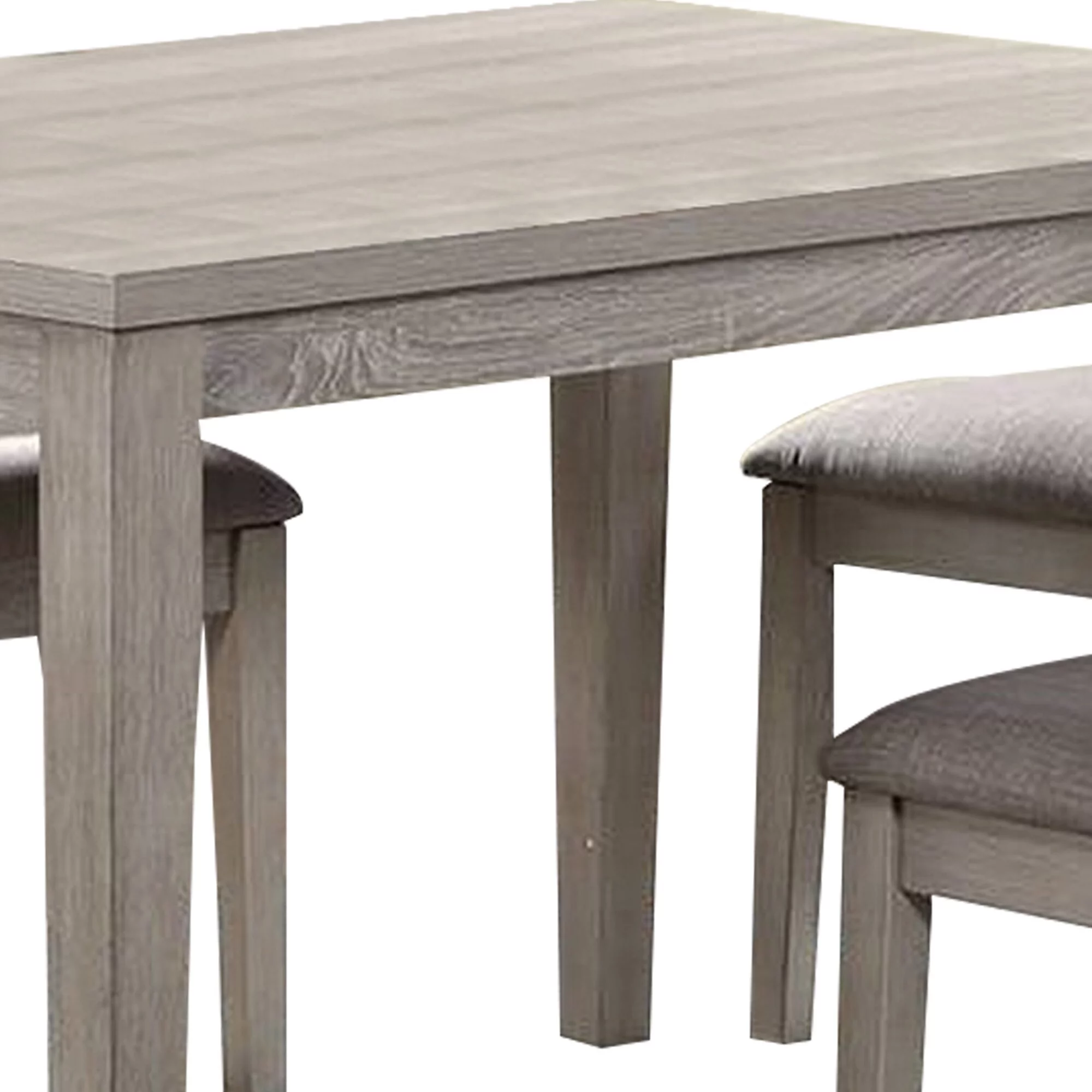 5 Piece Dining Set, Rectangular Table, 4 Chairs, Padded Seating, Light Gray