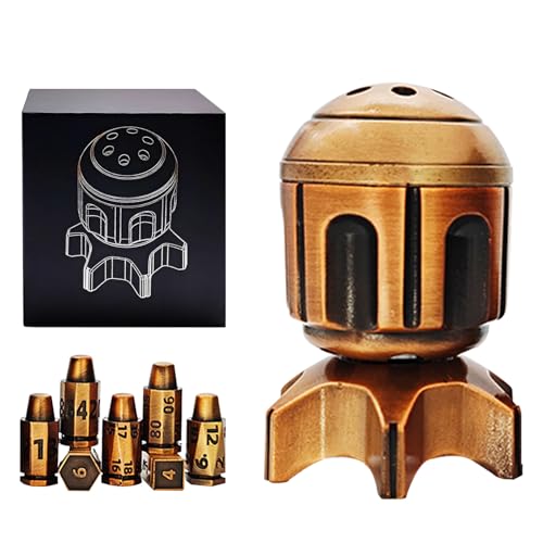 Roulette Dice Spinner for DND Dice Set, 7 Metallic Polyhedral D&D Dice with Gift Case for Dungeons and Dragon Game, RPG Role Playing Table Game Gifts (Black Gold)