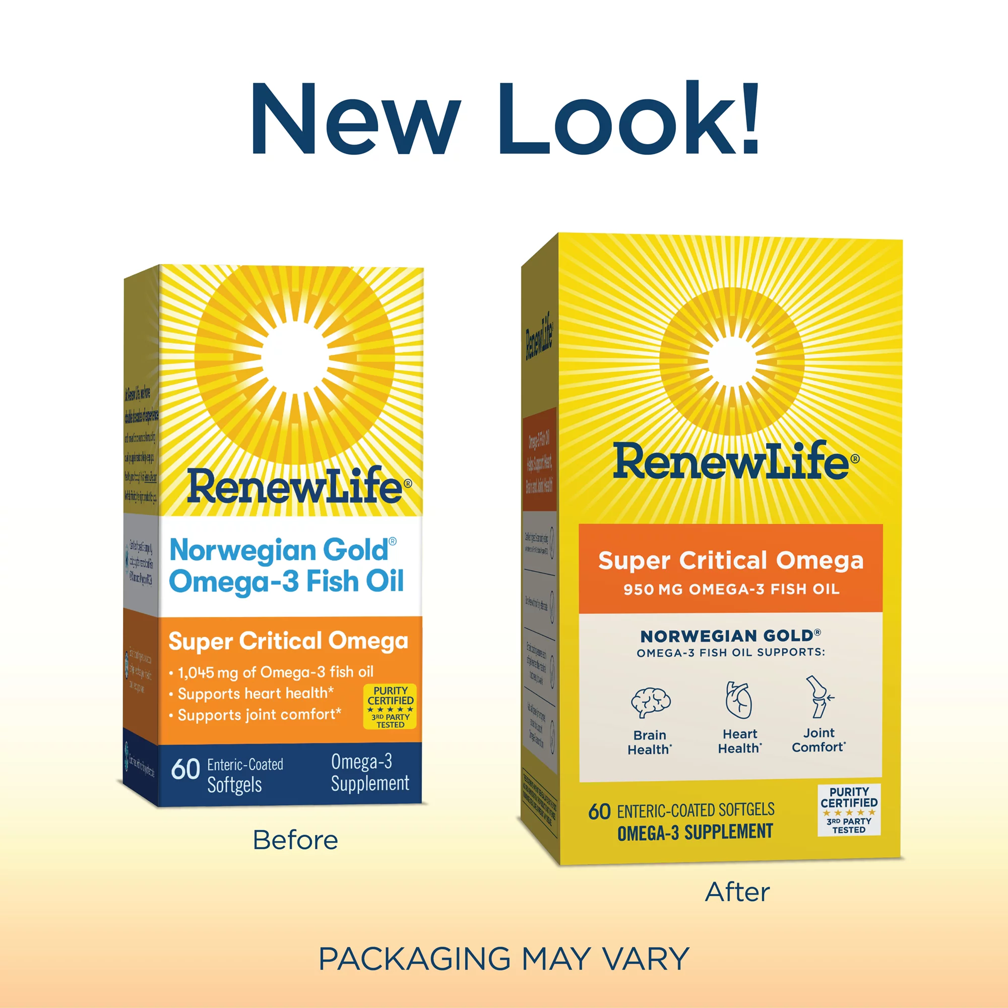 Renew Life Norwegian Gold Omega 3 Fish Oil Softgels for Heart Health, 1045 mg, 60 Count