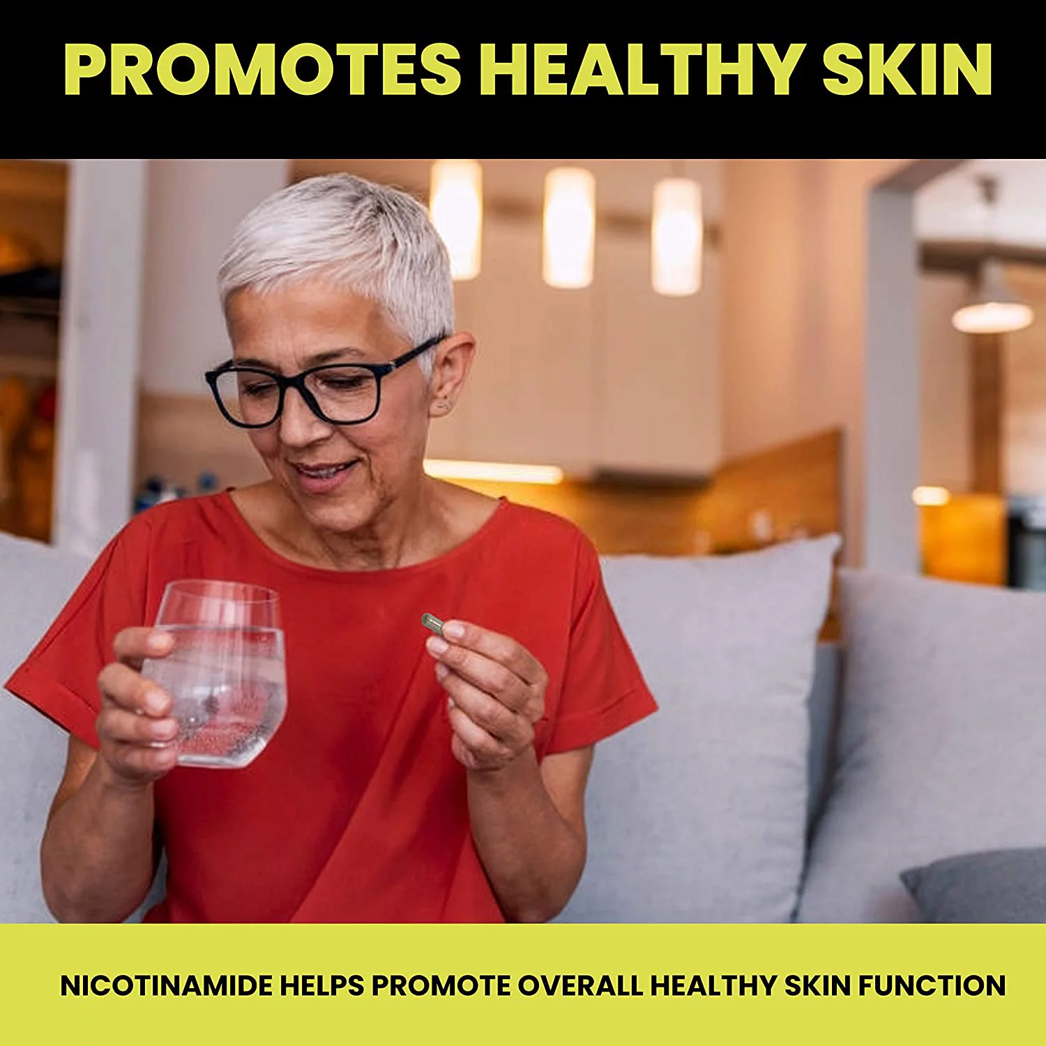 Solderm Nicotinamide with Vitamin D3 & Non-Flushing B3 | 500 Mg, 2000 IU | Vegetarian, Gluten-Free 120 Capsules | Promotes Healthy Skin