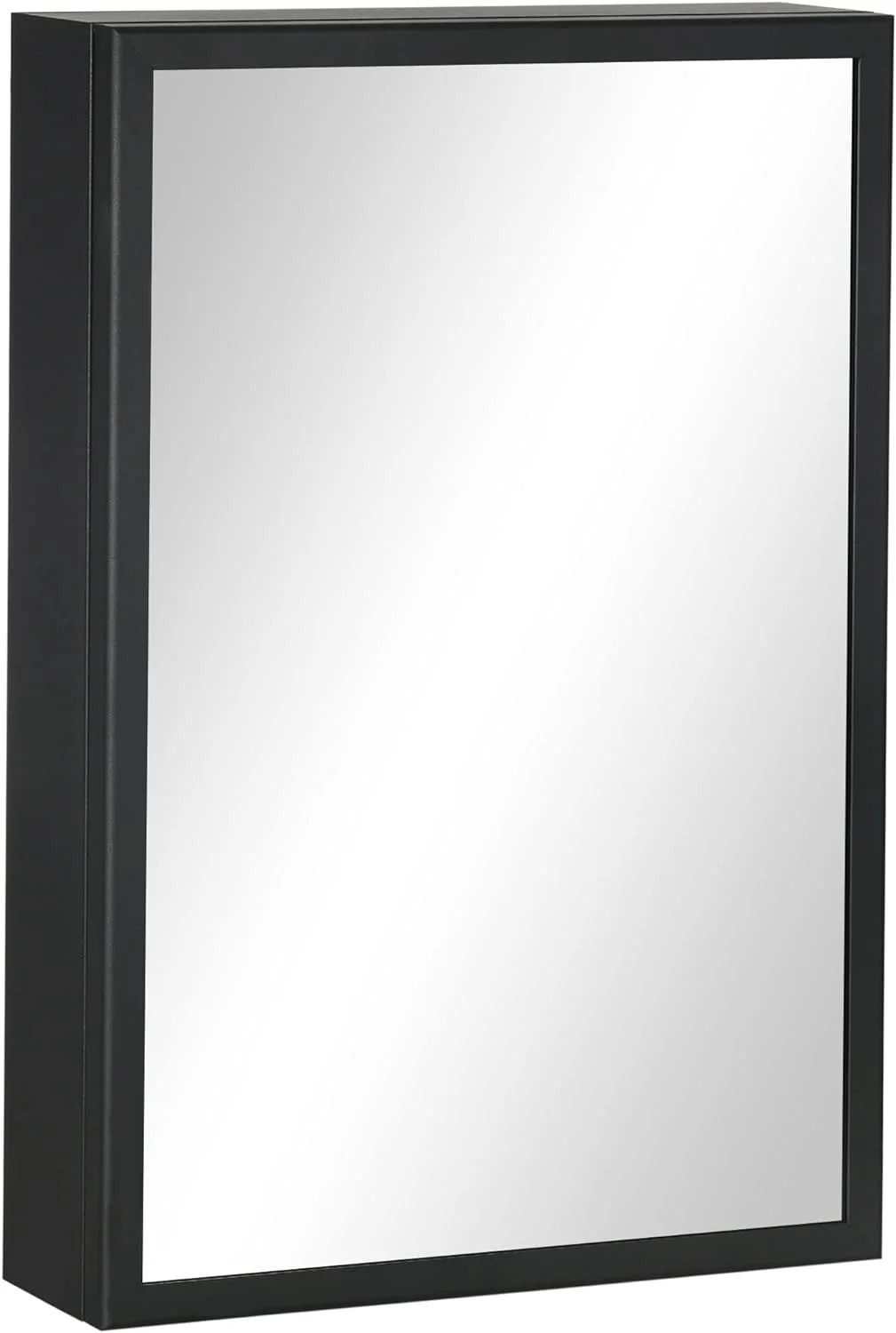 Wall-Mounted Medicine Cabinet with Mirror, Stainless Steel Bathroom Mirror Cabinet Wall Mounted with Storage Shelves for Living Room and Laundry Room, Black