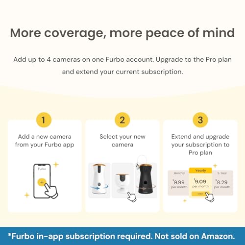 Furbo 360° Cat Camera - Unlock Camera & Smart Features w/Paid Plan: Home Security & Pet Safety Alerts, Rotating Treat Dispenser w/Speaker, Smart Cam w/Phone App (Subscription Required, 3mo Minimum)