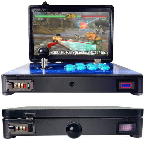 Pandora Arcade Portable Retro Video Game Player Built-in 20000+ Classic Games 14 inch LED Integrated Recreation Arcade Emulator Console Compatible with FBA/N64/Arcade/MAME