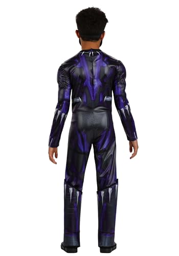Boys Deluxe Battle Black Panther Costume | Padded Jumpsuit, Mask and Shoe Covers for Superhero Dress Up