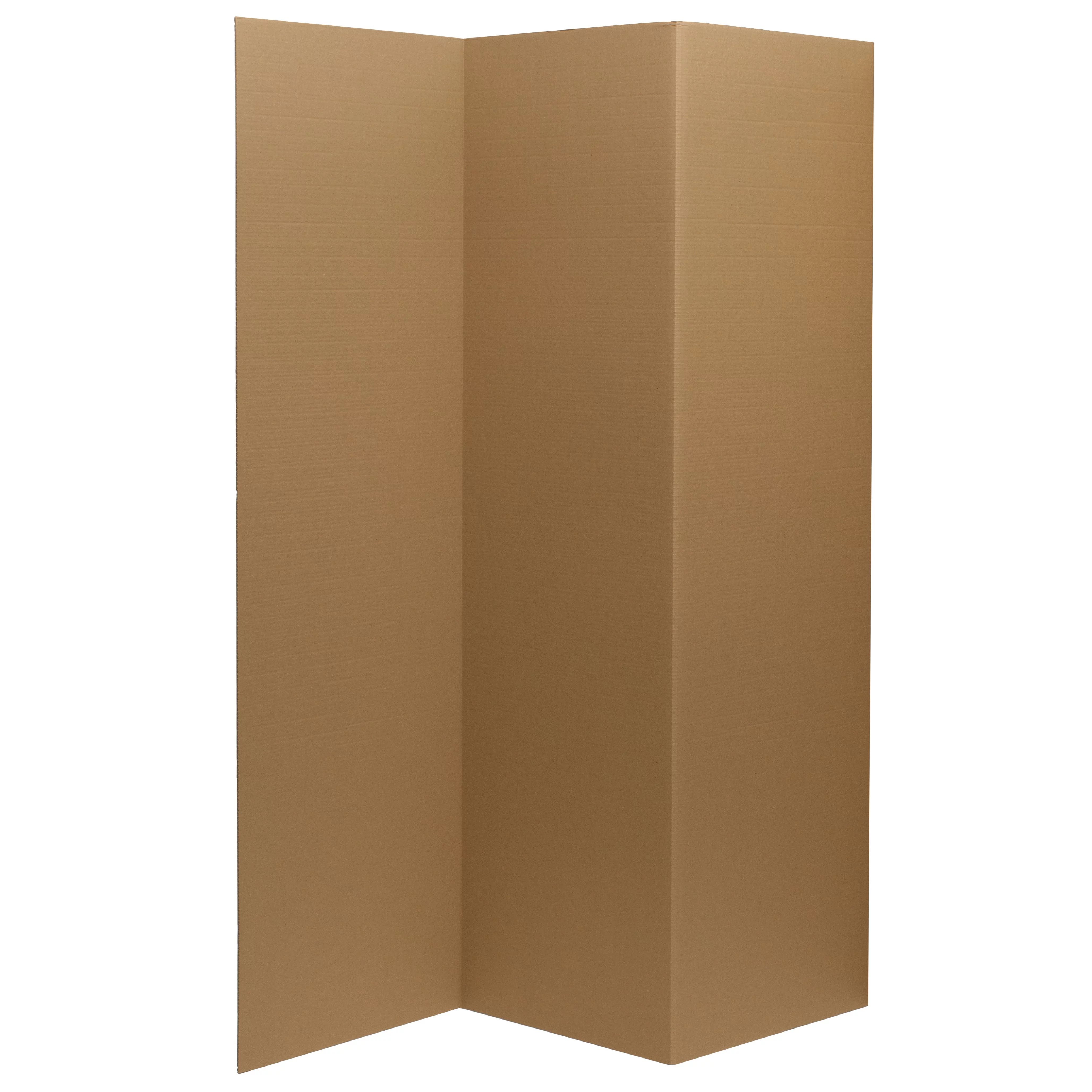 6 ft. Tall Plain Brown Cardboard Privacy Screen Room Divider - 3 Panel