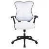 Emma + Oliver High Back Designer White Mesh Executive Ergonomic Office Chair - Adjustable Arms