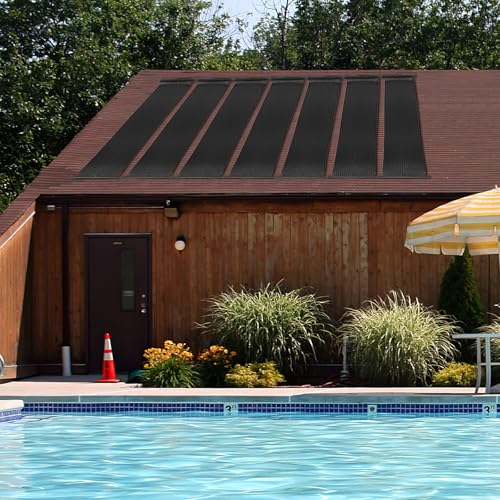 IRONMAX Solar Pool Heater, 2.5 x 16.5 Feet In-Ground/Above-Ground Swimming Pool Heating System, Weatherproof Pool Warmer, Portable Solar Panel Heater for Outdoor Roofs (16.5 FT)