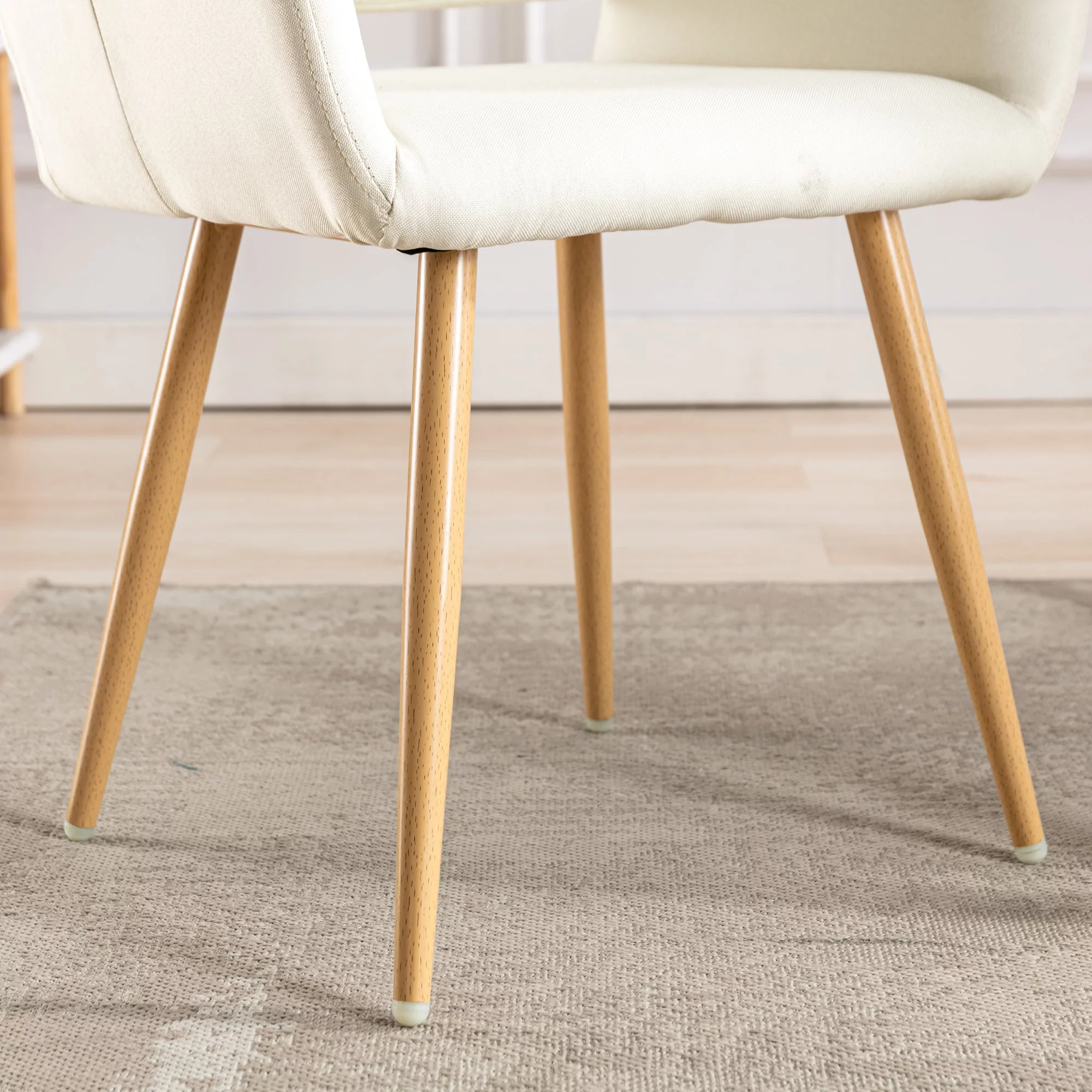 ikayaa Small Modern Living Dining Room Accent Chairs Fabric -Century Upholstered Side Seat Guest with Metal Legs Legs (Beige)