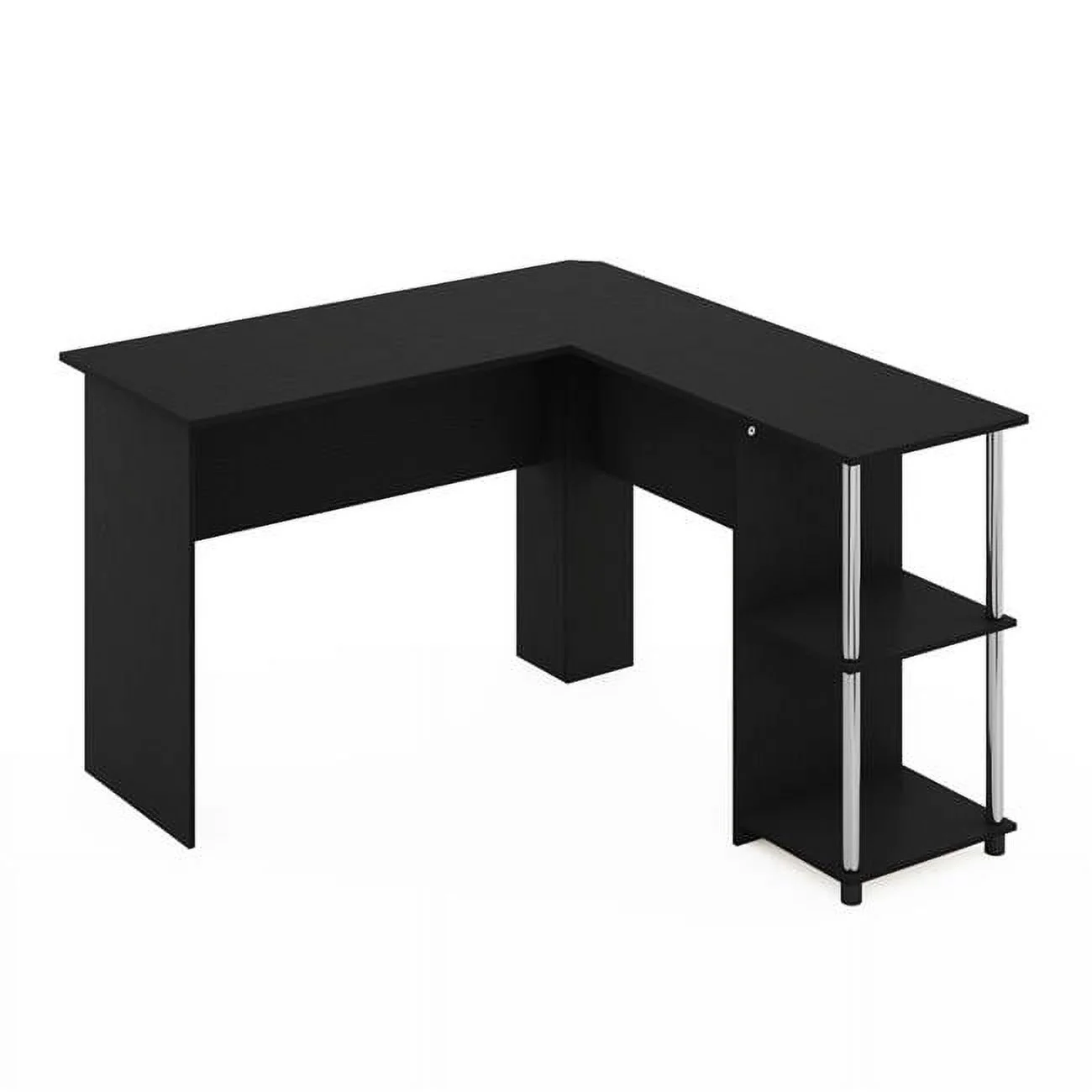 L-Shape Desk with Stainless Steel Tubes, Americano