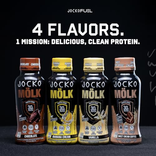 Jocko Mölk 30g Grass Fed Protein Shakes – No Added Sugar Protein Drinks KETO Friendly - Ready to Drink 12 FL Oz (Pack of 12) Chocolate