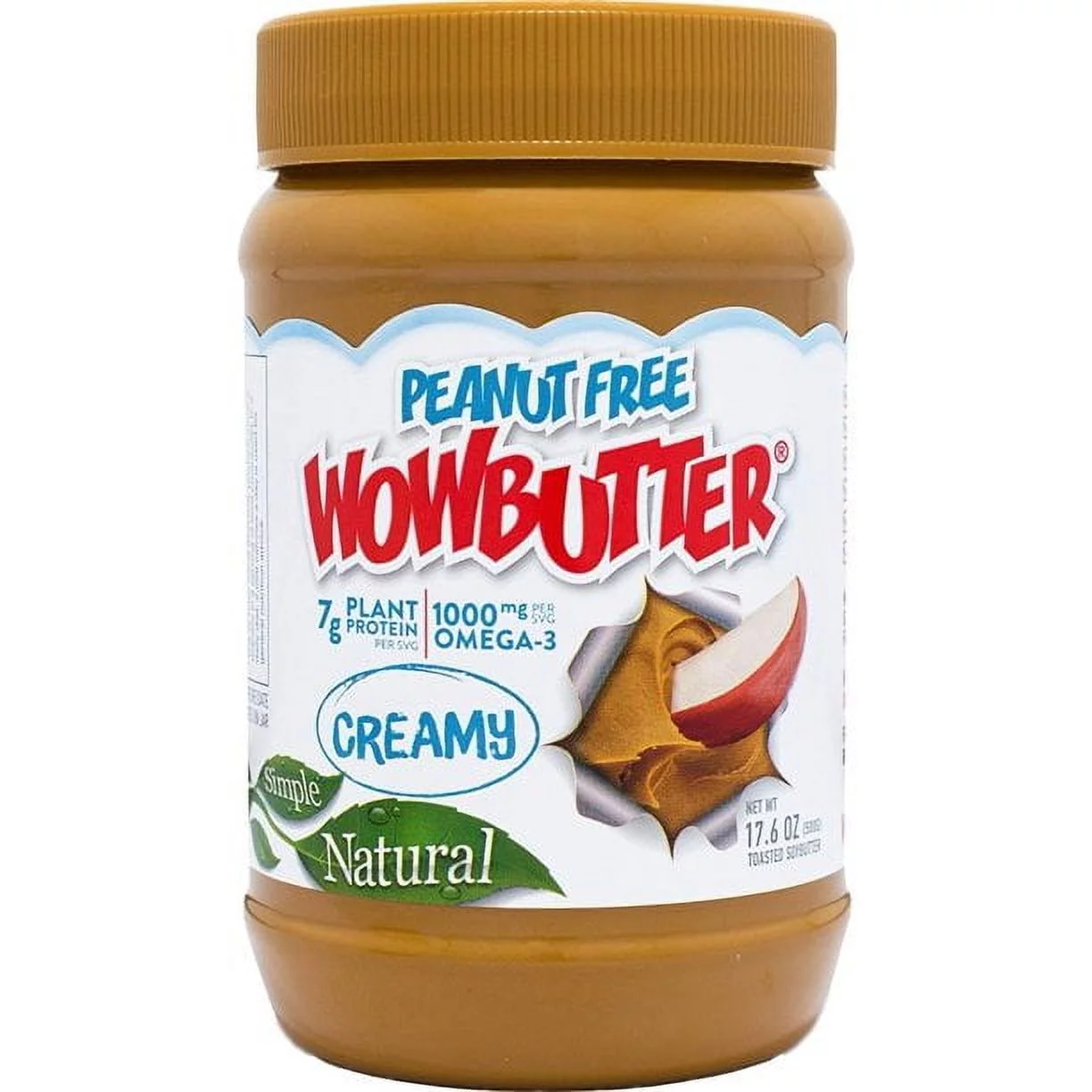 WowButter Tastes Just Like Peanut Butter toasted Soy Spread Creamy -- 17.6 oz Pack of 3