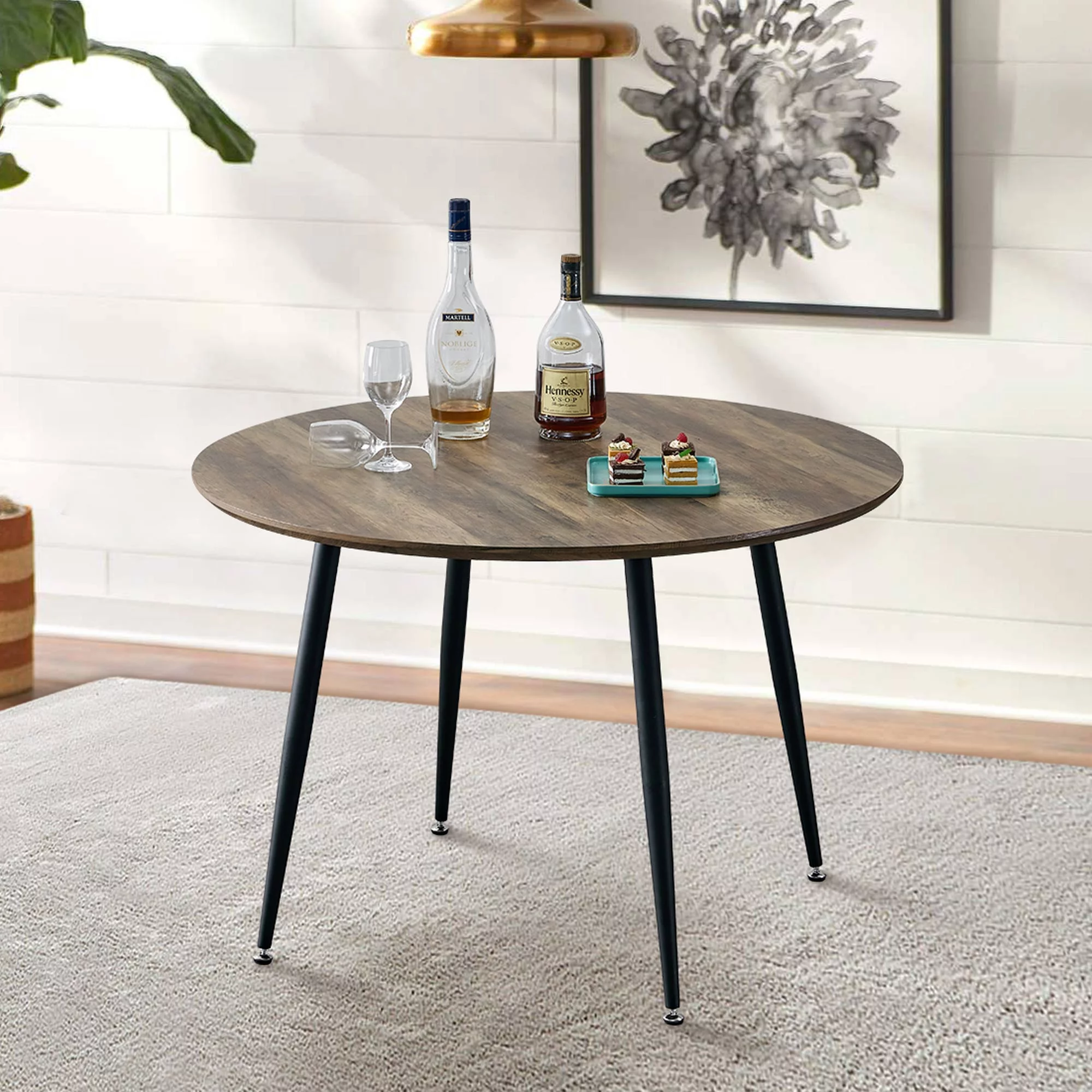 Diameter 44.8 inch MDF Modern simplicity roundI Imitation wood grain dining table.Applicable 6-8 persons to dining room and meeting room.