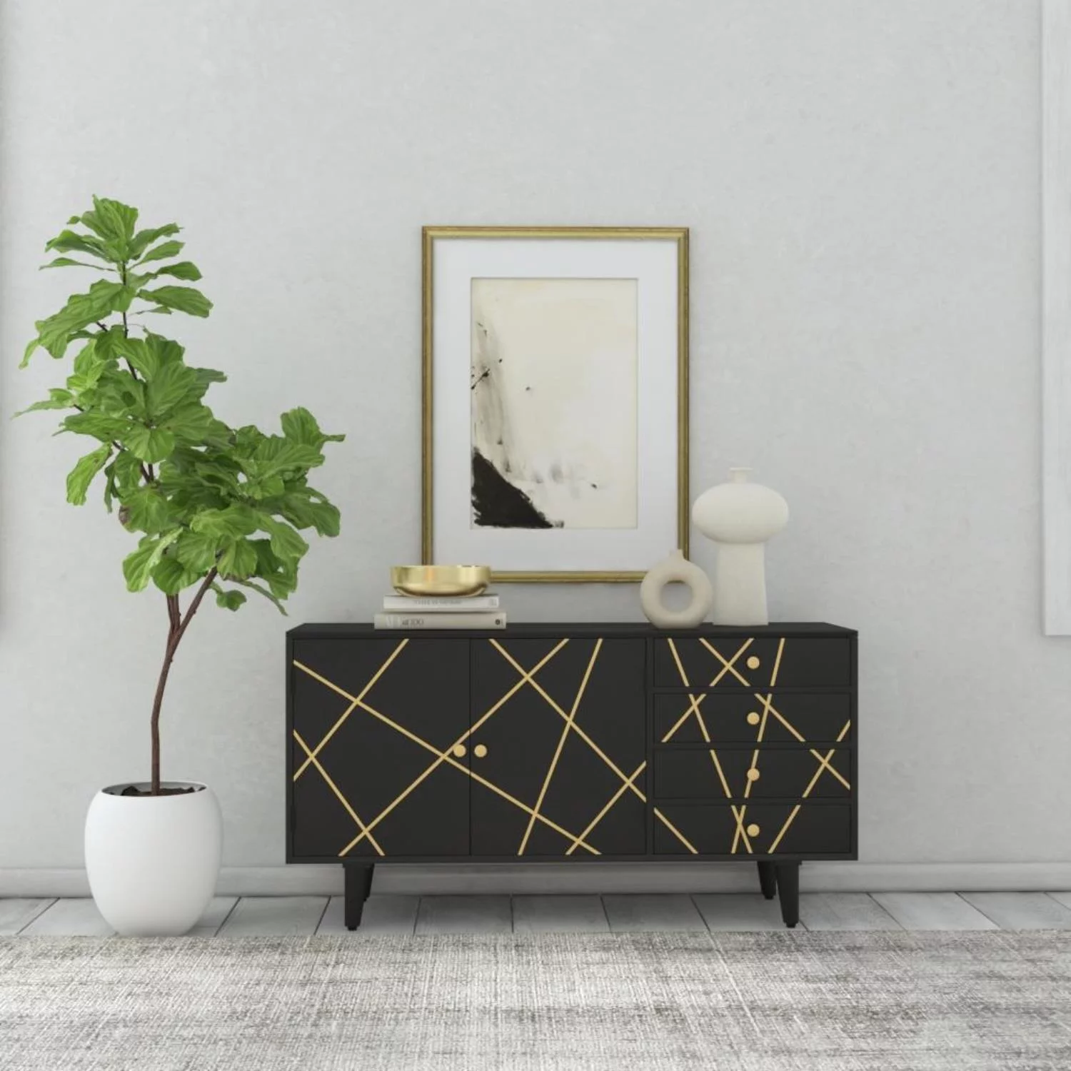 Powell Kade Mango Wood Console Table With Black Finish D1450A21