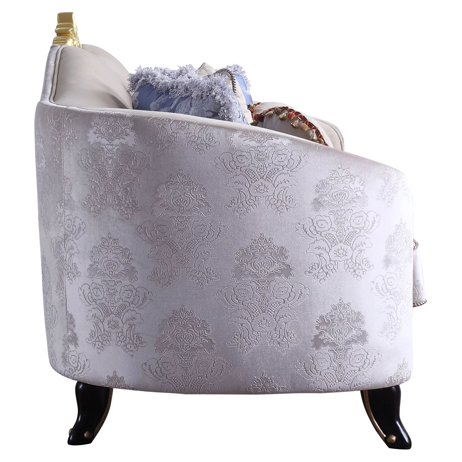 ACME Sheridan Fabric Upholstered Sofa with 7 Pillows in Cream Fabric