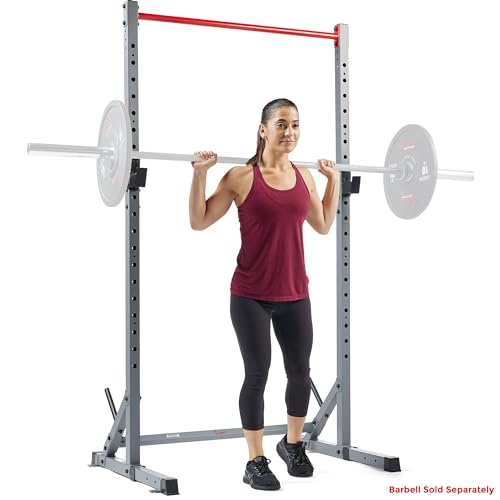 Sunny Health & Fitness Multifunctional Strength Training Home Gym – Complete Workout Equipment with Training Attachments, Optional Squat Stand, Power Rack Cage, Adjustable Incline Bench