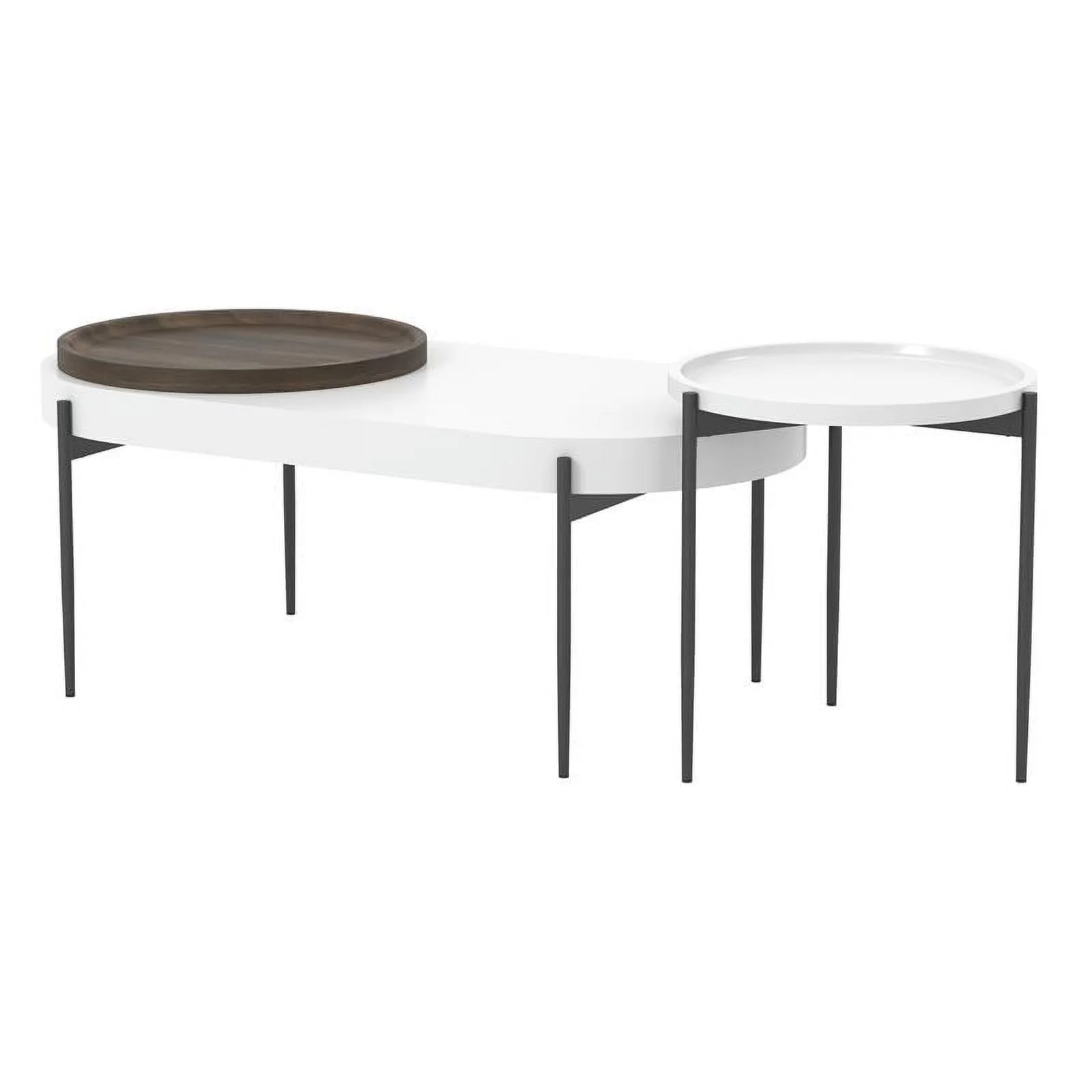Furniture of America Hylen Metal 2-Piece Coffee Table Set in White