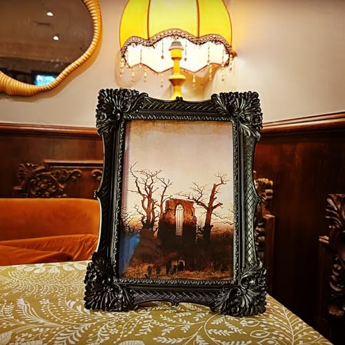 8x10 Vintage Picture Frame, Antique Black Ornate Photo Frame for Wall Hanging or Tabletop Display, Retro Home Decor, Photo Gallery Art