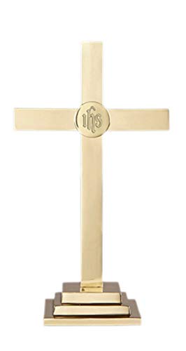Sudbury Brass Classic Altar Cross with IHS Emblem, 15 Inch