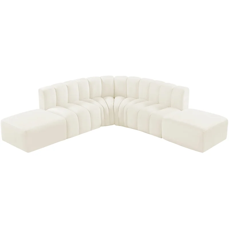 Meridian Furniture Arc Cream Velvet Modular Sofa