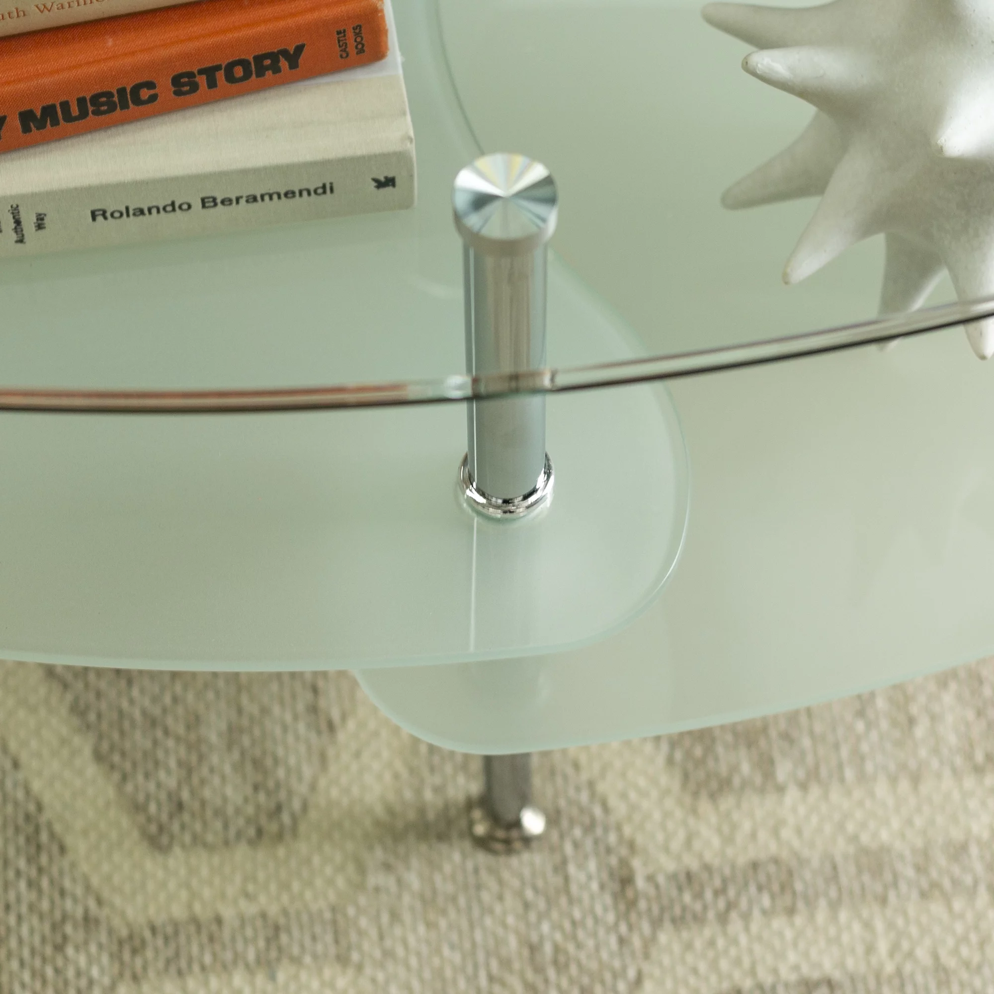 Walker Edison Mid-Century Modern Oval Glass Coffee Table