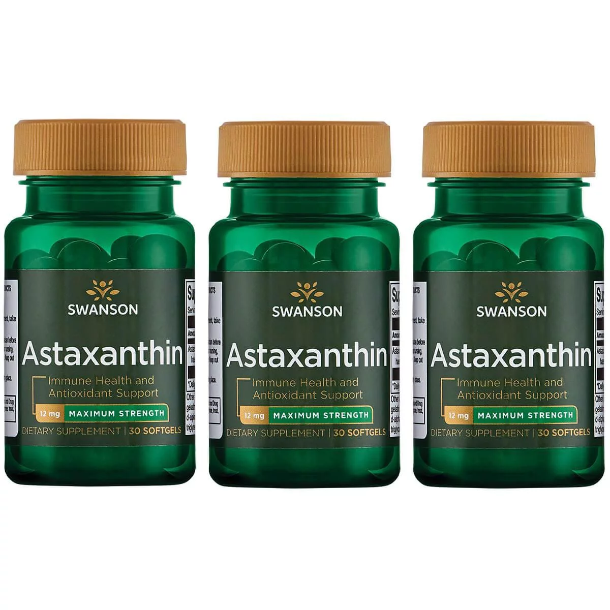 Swanson Astaxanthin - Maximum Strength 12 mg 30 Sgels 3 Pack
