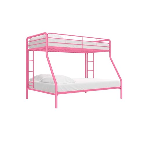 DHP Twin-Over-Futon Convertible Couch and Bed with Metal Frame, Ladder and Guardrails - Black