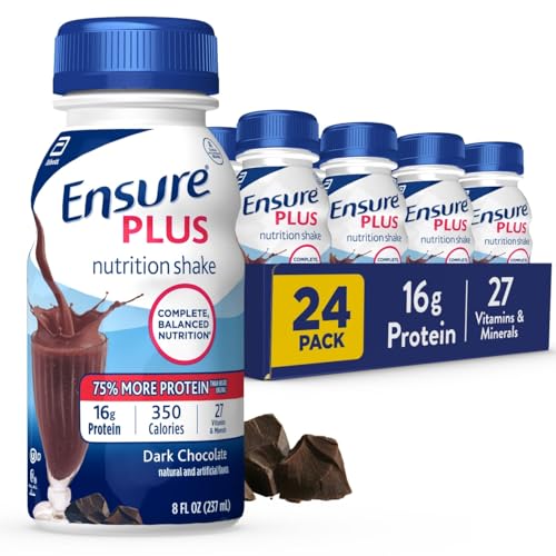 Ensure Plus Strawberry Nutrition Shake | Meal Replacement Shake | Ready To Drink | 16g Protein and 27 Vitamins and Minerals | 8 fl oz - 24 Pack