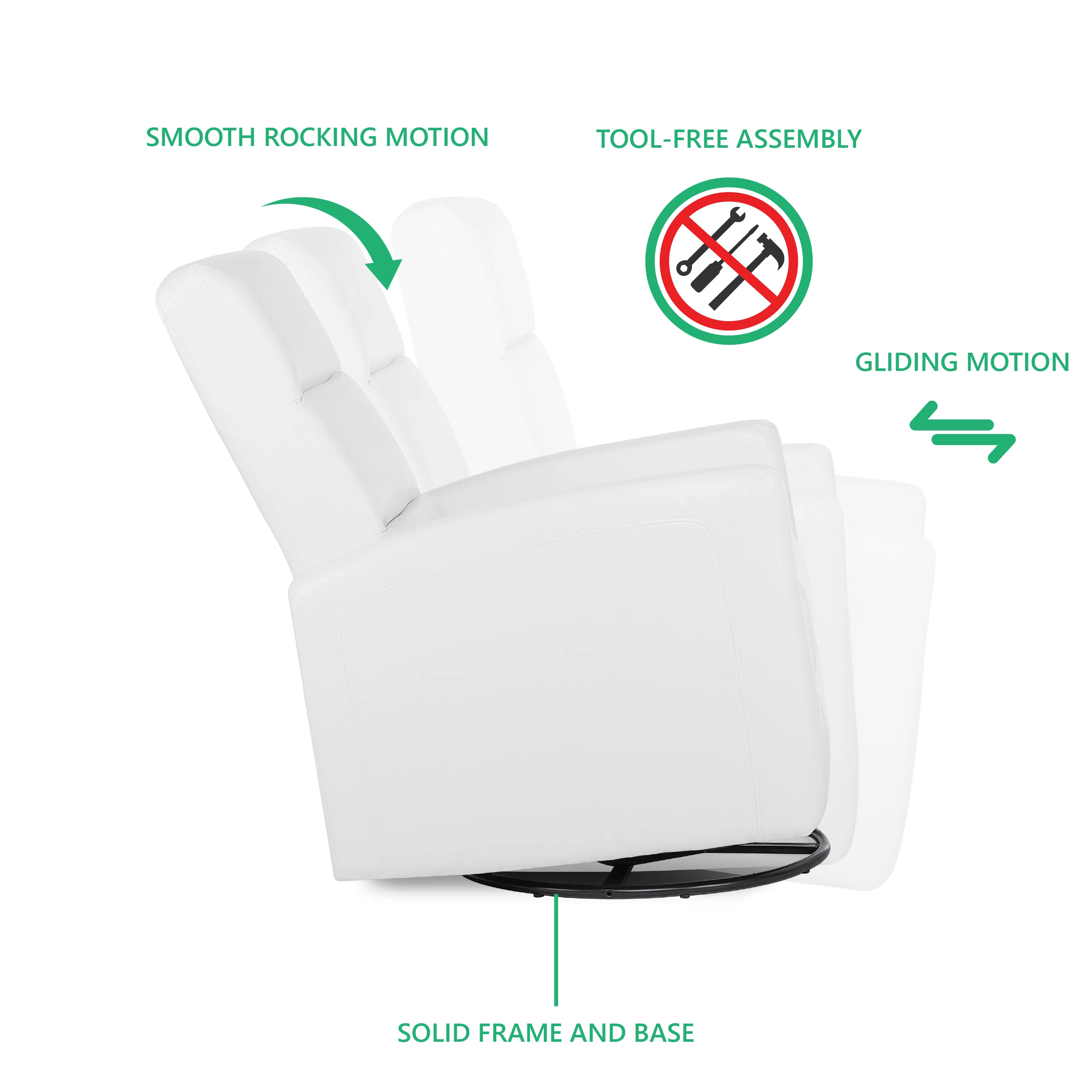Evolur Reevo Swivel Glider In White