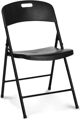 Oline Folding Chair, Indoor Outdoor Plastic Commercial Stackable Foldable Guest Chairs for Events Office Wedding Party Picnic Kitchen Dining, 350lb Capacity (Black, 6 Pack)