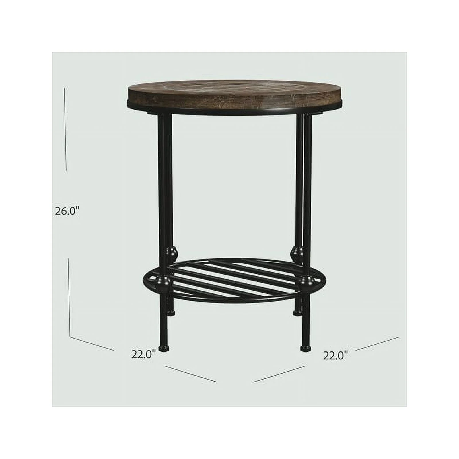 Emery Round Wood End Table in Barnside Brown