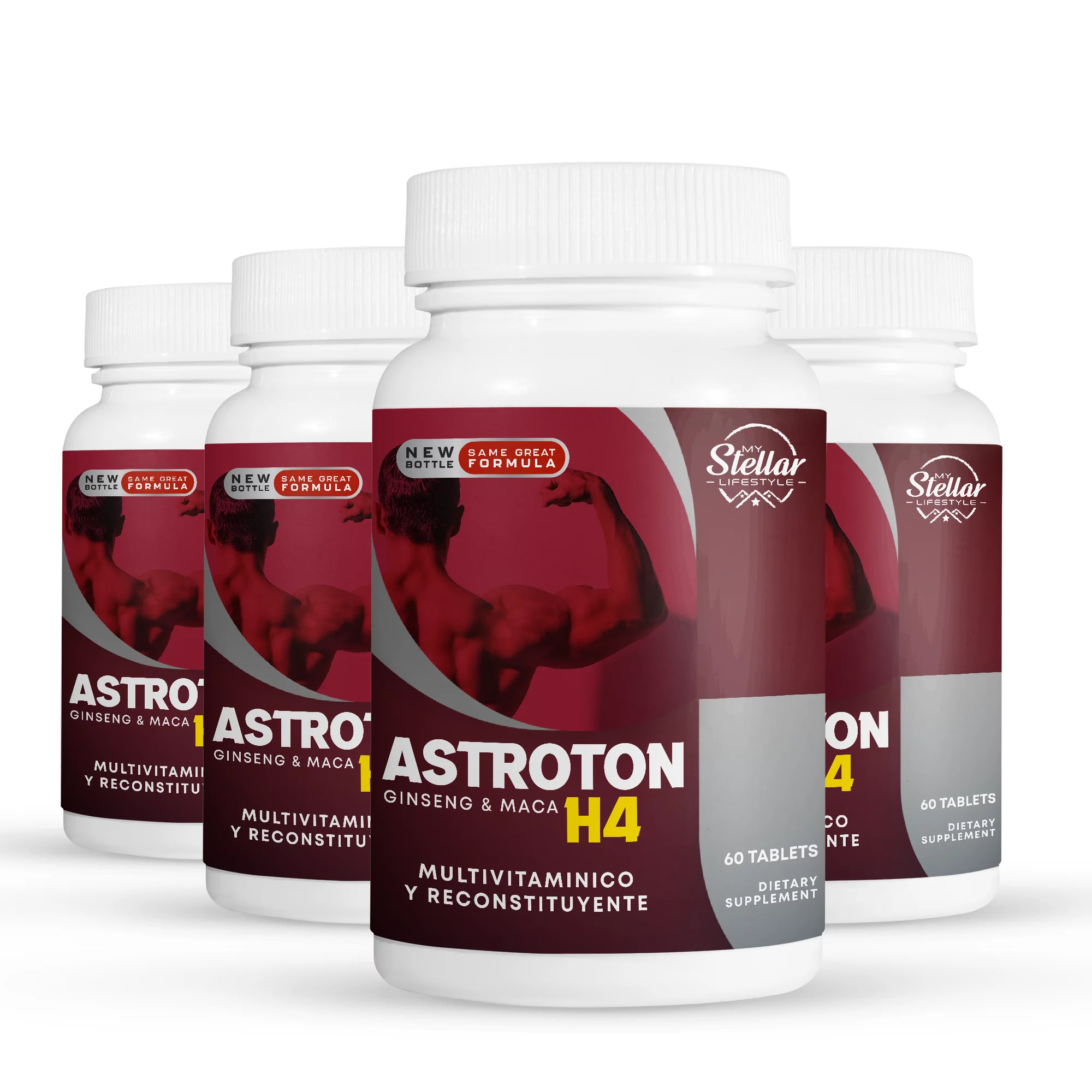 4 Pack Astroton Ginseng & Maca H4, multivitamin and restorative-60 Tablets x4