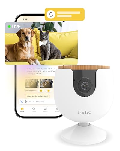 Furbo 360° Cat Camera - Unlock Camera & Smart Features w/Paid Plan: Home Security & Pet Safety Alerts, Rotating Treat Dispenser w/Speaker, Smart Cam w/Phone App (Subscription Required, 3mo Minimum)