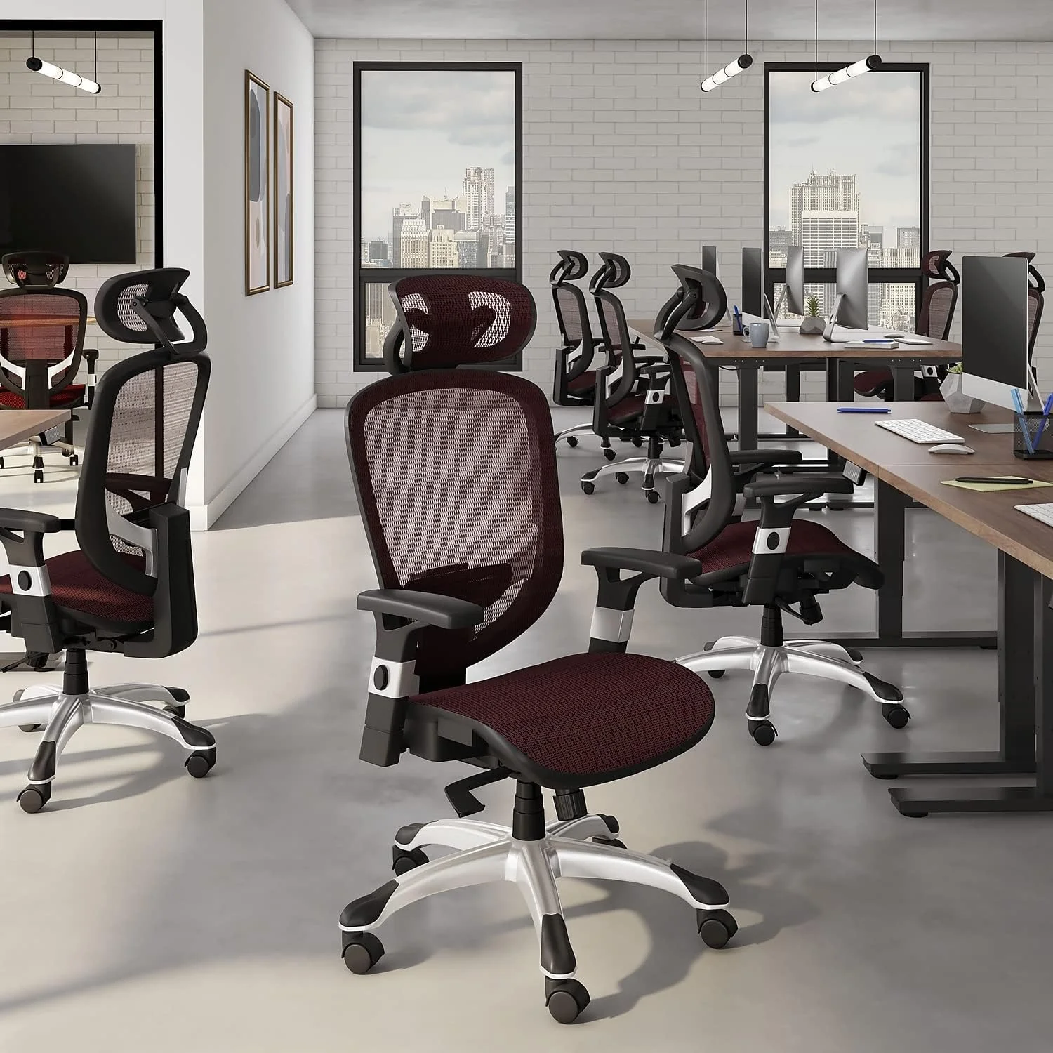2257054 Mesh Computer And Desk Chair, Red