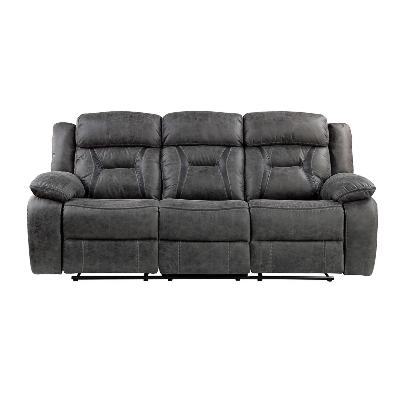 Lexicon Madrona Microfiber 2-Piece Upholstered Manual Reclining Sofa Set in Gray
