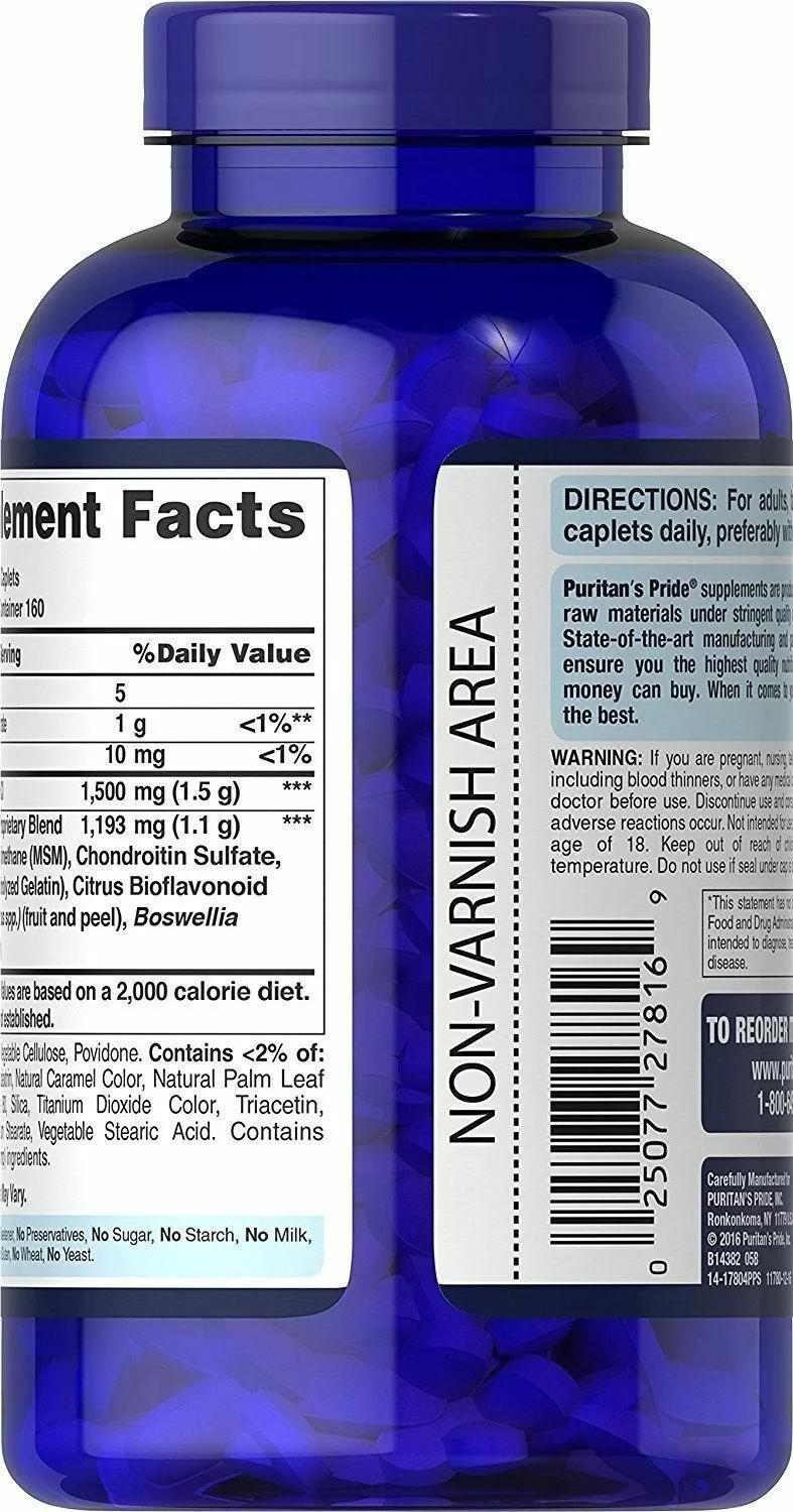 Puritan's Pride Double Strength Glucosamine, Chondroitin and Msm Joint Soother, 480 Count