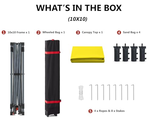 ABCCANOPY Pop Up Canopy - Outdoor Patio Portable Canopy Tent Heavy Duty for Backyard and Deck with 4 Sandbags(White, 10x10)