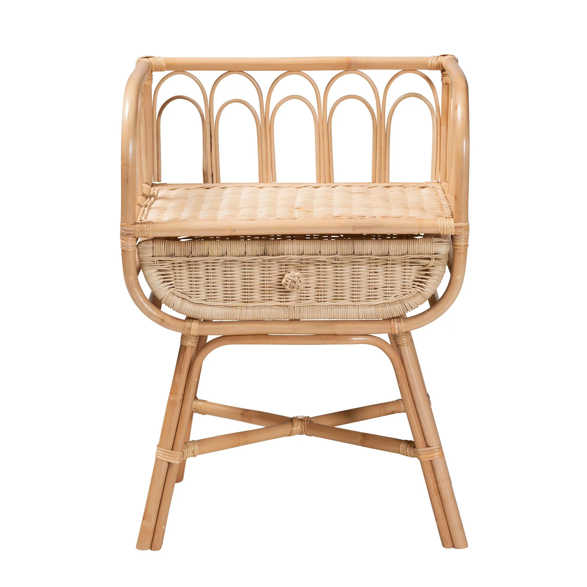 bali & pari Panchali Modern Bohemian Natural Brown Rattan Nightstand