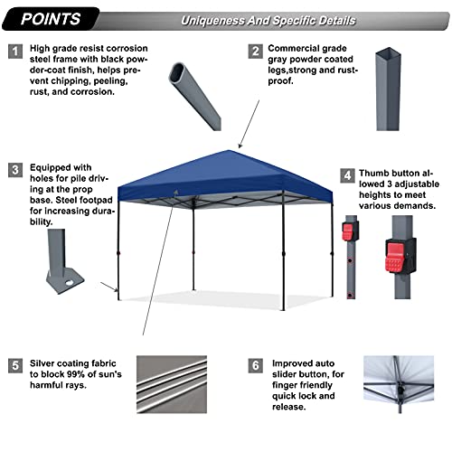 ABCCANOPY Pop Up Canopy - Outdoor Patio Portable Canopy Tent Heavy Duty for Backyard and Deck with 4 Sandbags(White, 10x10)