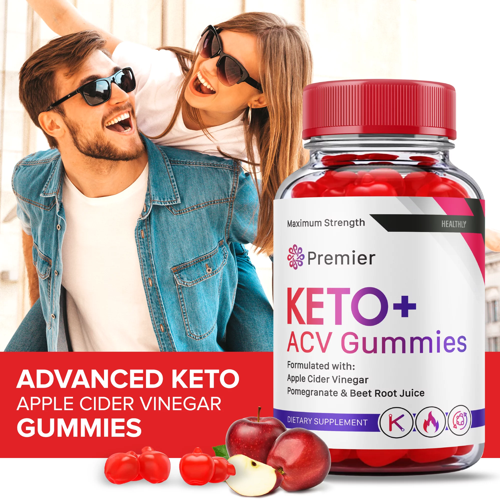 (2 Pack) Premier Keto Gummies Official Advanced Weight Shark Loss ACV Apple Cider Vinegar (120 Gummies)
