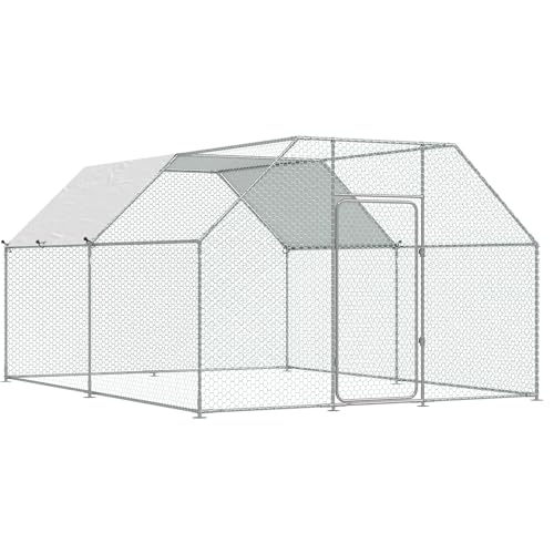 Esright Extra Large Metal Chicken Coop Run for Yard with Cover, 19.5x10x6.4 FT Walk-in Chicken Pen for Outdoor, Backyard, and Farm, Hen Cage House Suitable for 15-20 Chickens and Other Poultry