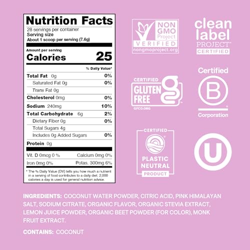 Cure Hydration | Plant-Based Electrolyte Drink Mix | No Added Sugar | FSA & HSA | Dehydration Relief Powder Made with Coconut Water | Non-GMO | Vegan | 28 Servings Jar - Berry Pomegranate