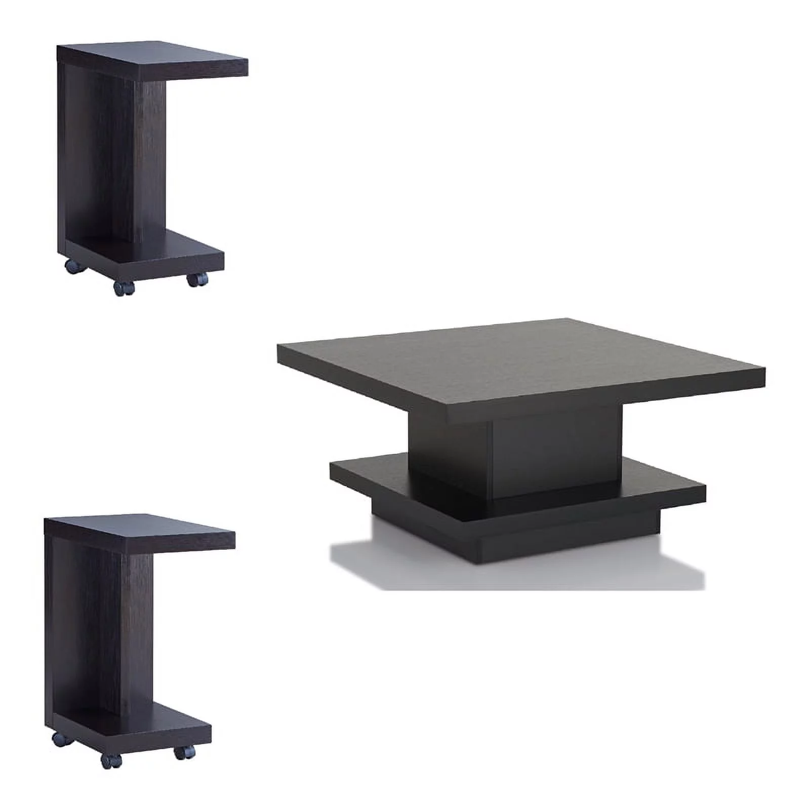 Furniture of America Carenza 3-Piece Wood Coffee Table Set in Black