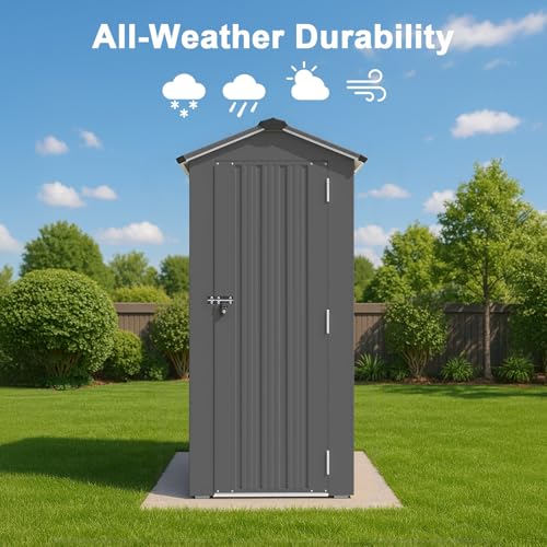 Osparple 10×8FT Resin Outdoor Storage Shed with Floor - All-Weather, Secure & Spacious PP Plastic Garden Sheds for Tools, Garbage & Bikes, Utility Heavy-Duty Sheds for Backyard, Lawn & Patio, Gray
